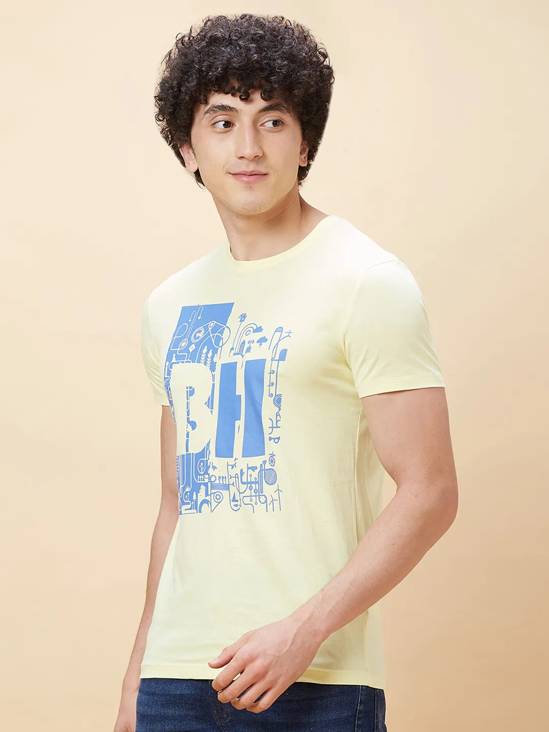 Yellow Regular Fit Men's Short Sleeves T-Shirt by Being Human Clothing