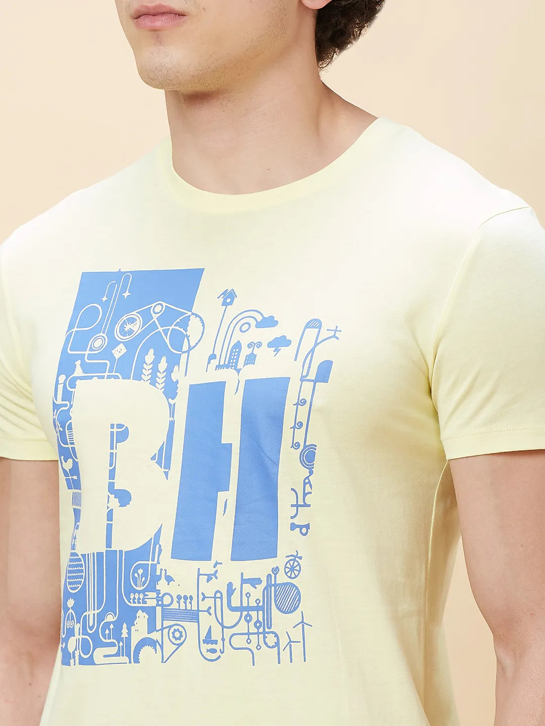 Yellow Regular Fit Men's Short Sleeves T-Shirt by Being Human Clothing