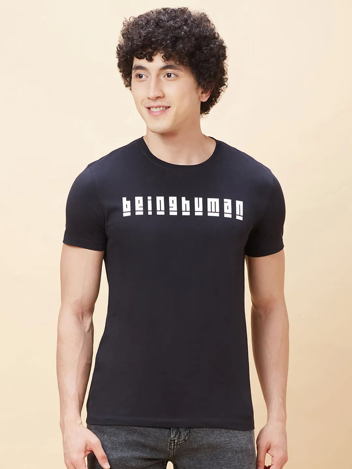 Black Regular Fit Men's Short Sleeves T-Shirt by Being Human Clothing