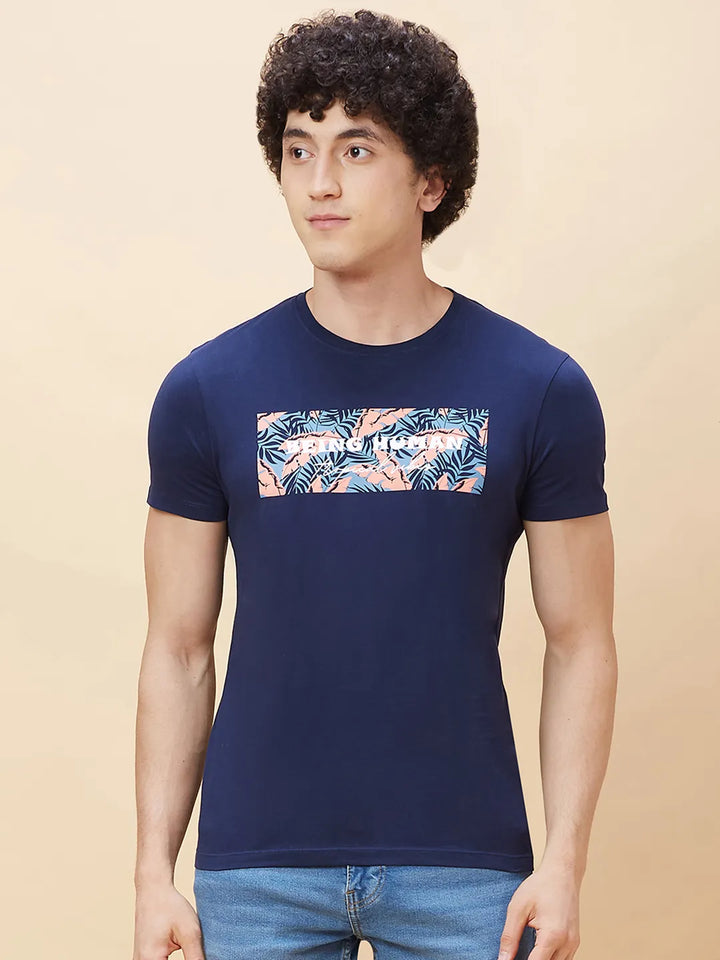 Navy Regular Fit Men's Short Sleeves T-Shirt by Being Human Clothing