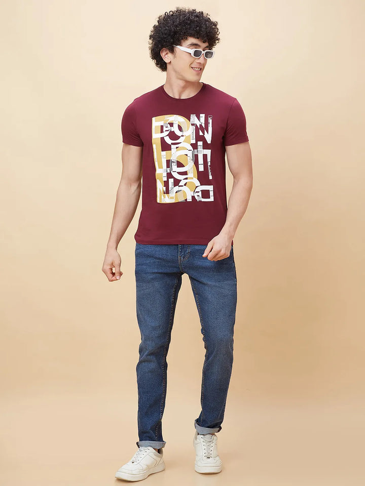 Red Regular Fit Men's Short Sleeves T-Shirt by Being Human Clothing