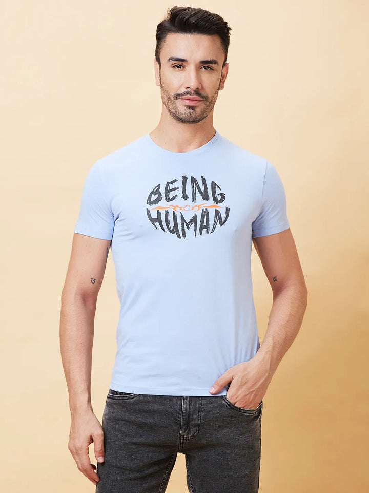 Blue Regular Fit Men's Short Sleeves T-Shirt by Being Human Clothing
