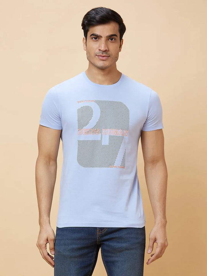 Blue Regular Fit Men's Short Sleeves T-Shirt by Being Human Clothing
