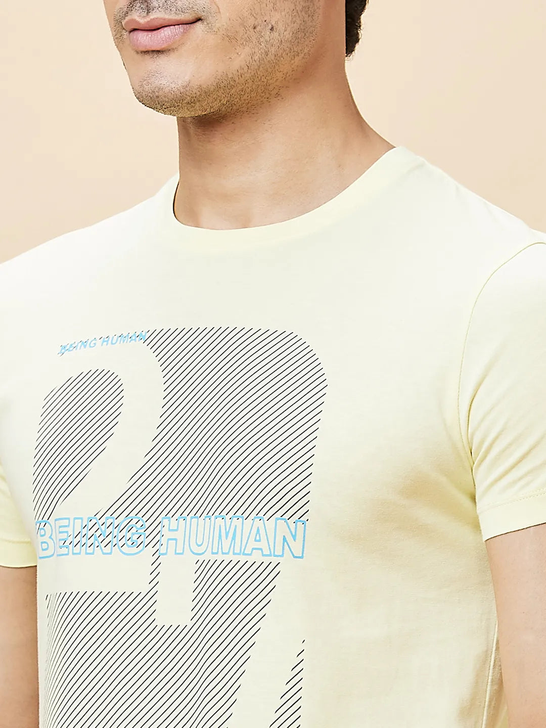 Yellow Regular Fit Men's Short Sleeves T-Shirt by Being Human Clothing