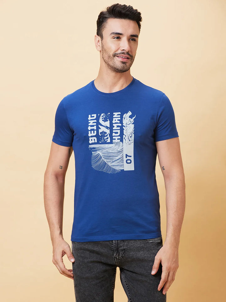 Navy Regular Fit Men's Short Sleeves T-Shirt by Being Human Clothing