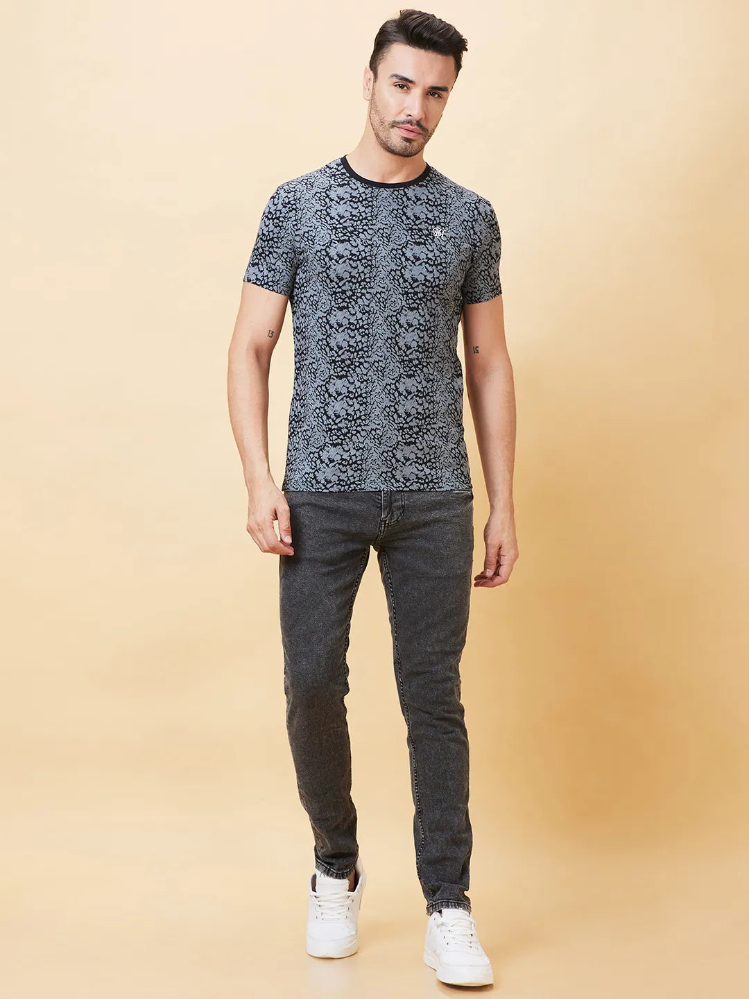 Black Regular Fit Men's Short Sleeves T-Shirt by Being Human Clothing