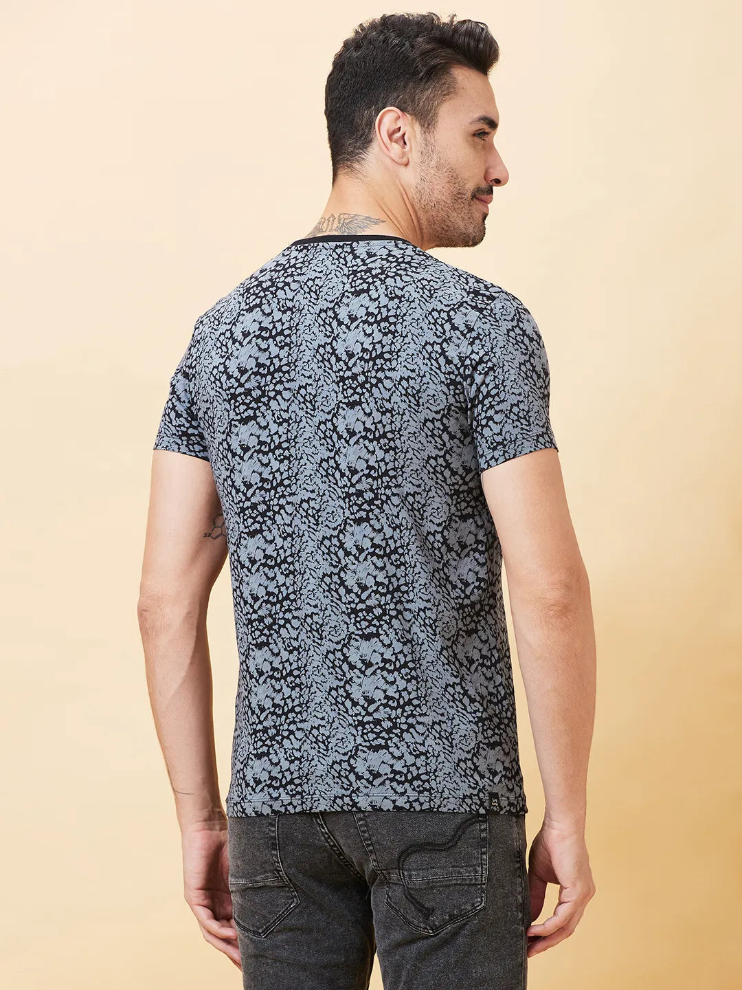 Black Regular Fit Men's Short Sleeves T-Shirt by Being Human Clothing