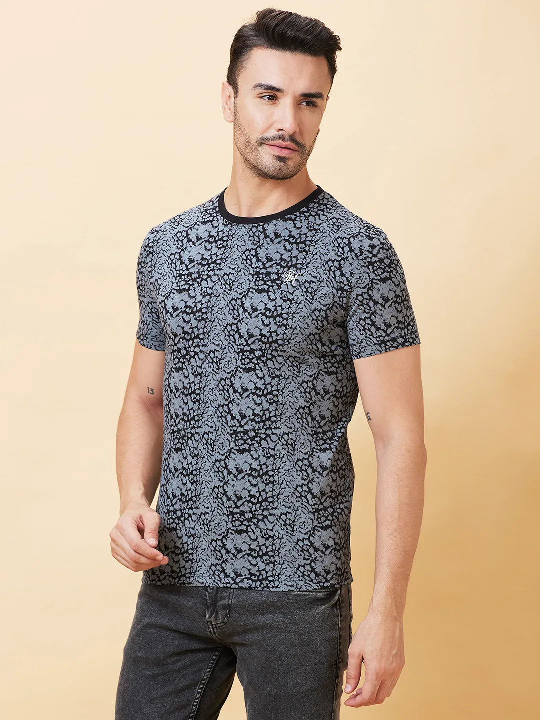 Black Regular Fit Men's Short Sleeves T-Shirt by Being Human Clothing