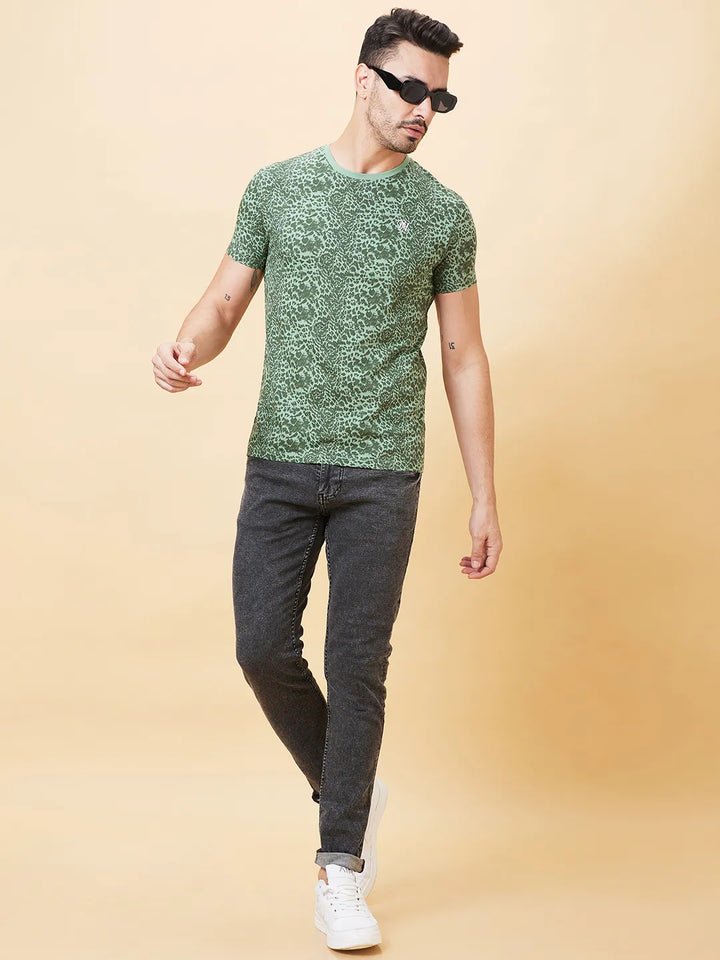 Green Regular Fit Men's Short Sleeves T-Shirt by Being Human Clothing