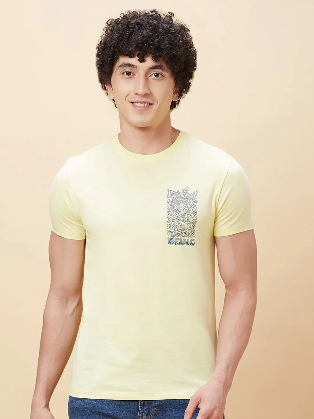 Yellow Regular Fit Men's Short Sleeves T-Shirt by Being Human Clothing