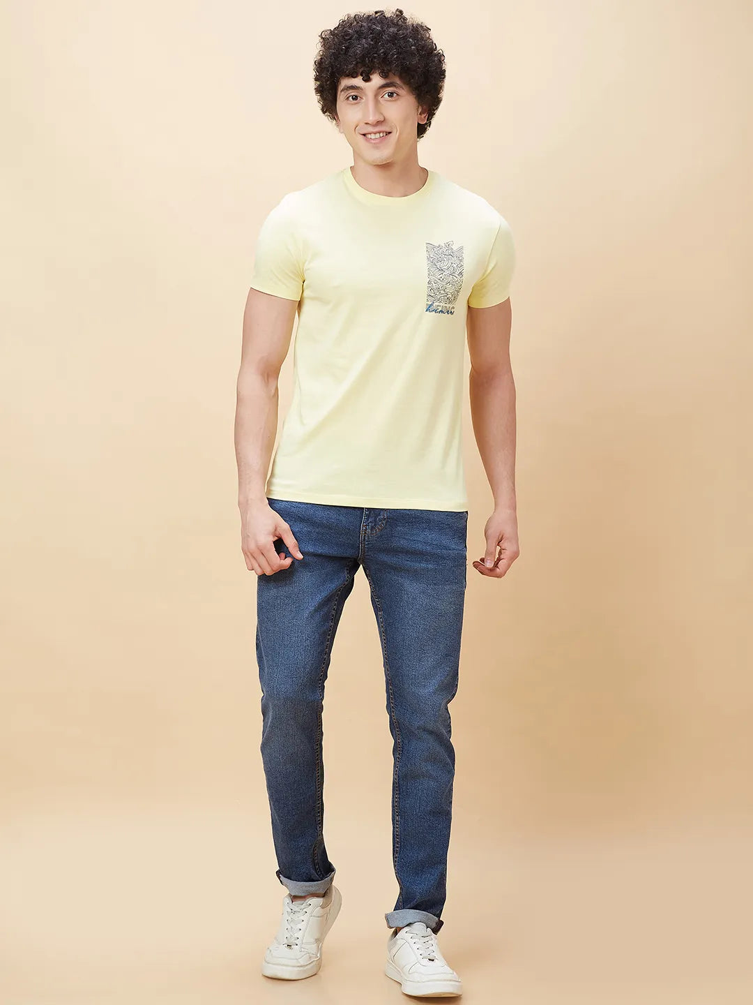 Yellow Regular Fit Men's Short Sleeves T-Shirt by Being Human Clothing