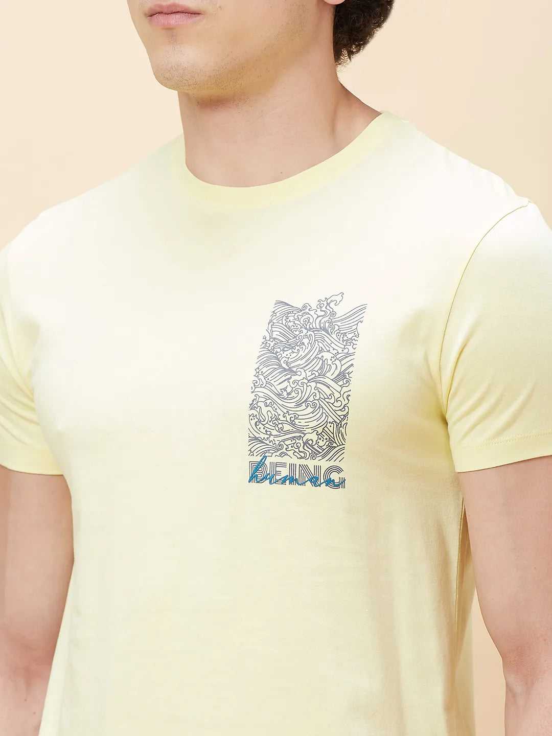 Yellow Regular Fit Men's Short Sleeves T-Shirt by Being Human Clothing