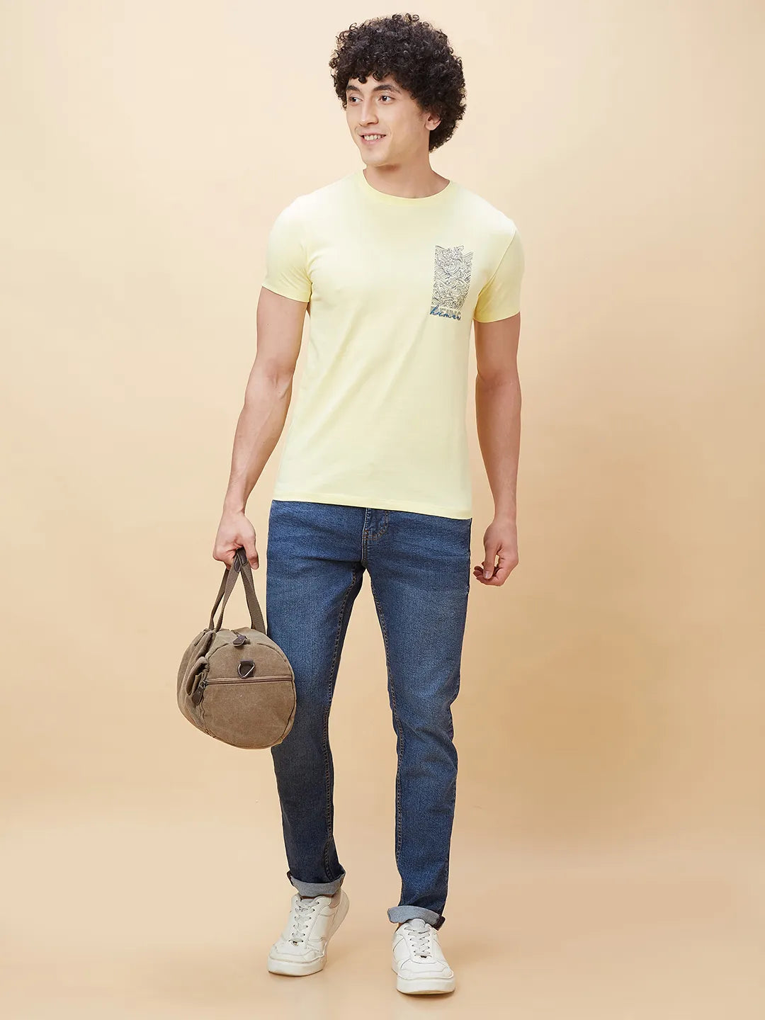 Yellow Regular Fit Men's Short Sleeves T-Shirt by Being Human Clothing