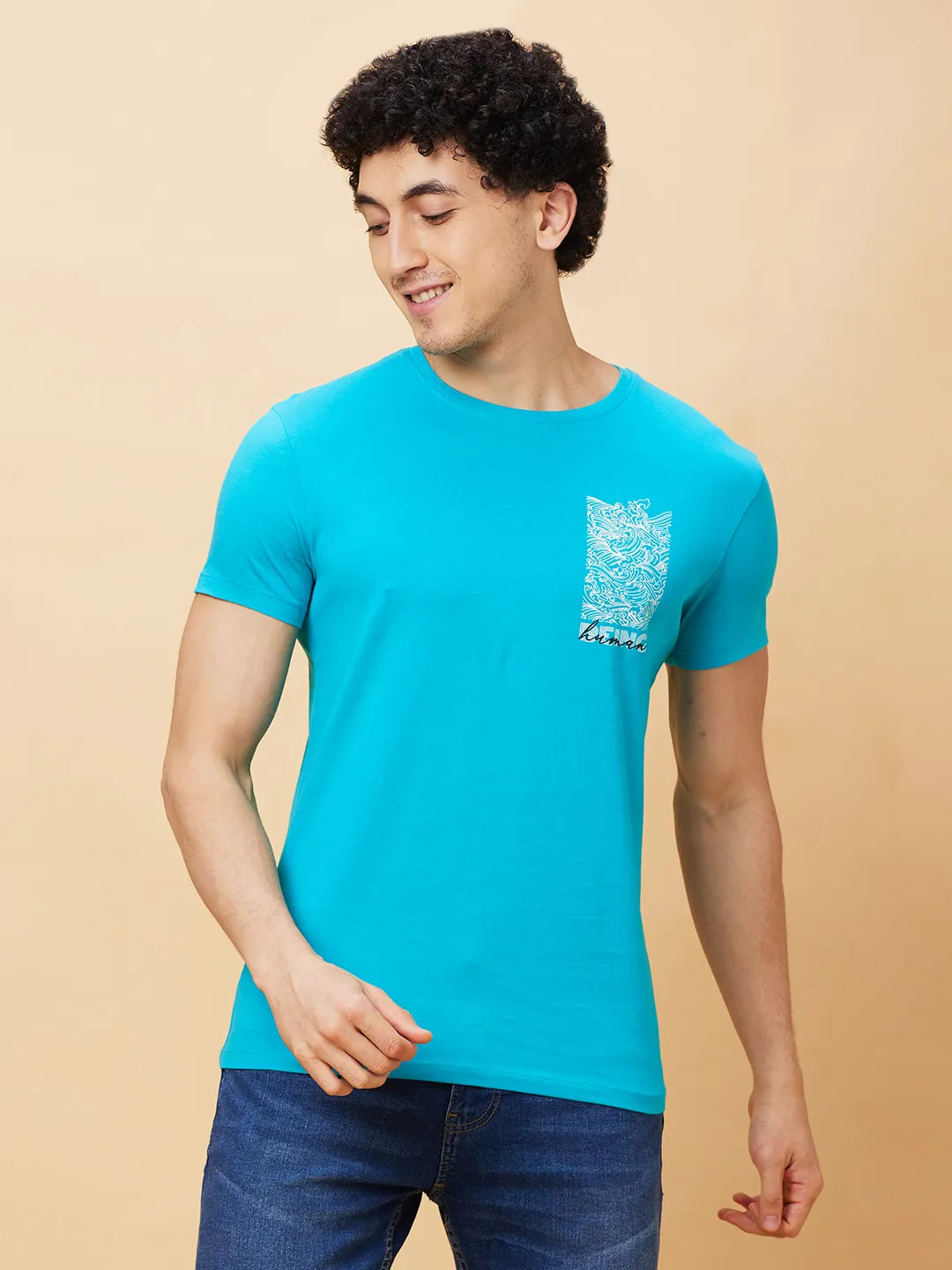 Green Regular Fit Men's Short Sleeves T-Shirt by Being Human Clothing