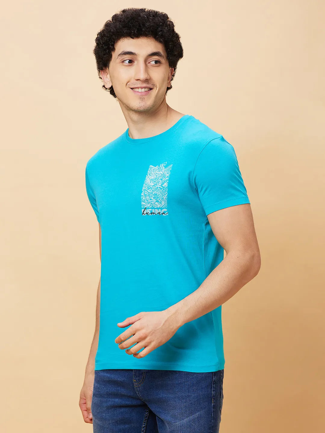 Green Regular Fit Men's Short Sleeves T-Shirt by Being Human Clothing