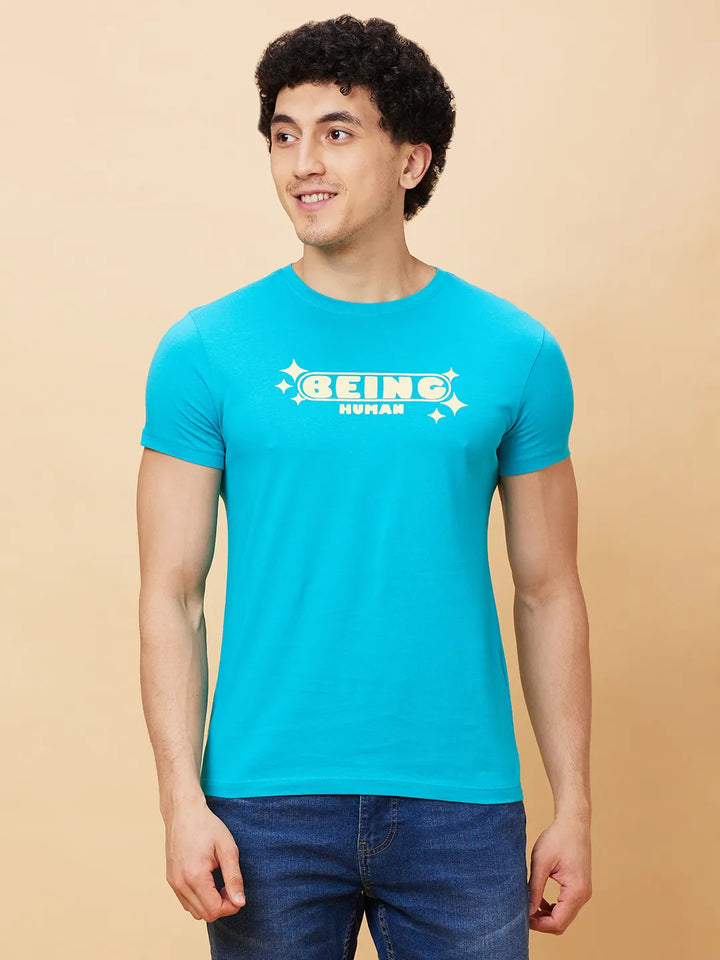 Green Regular Fit Men's Short Sleeves T-Shirt by Being Human Clothing