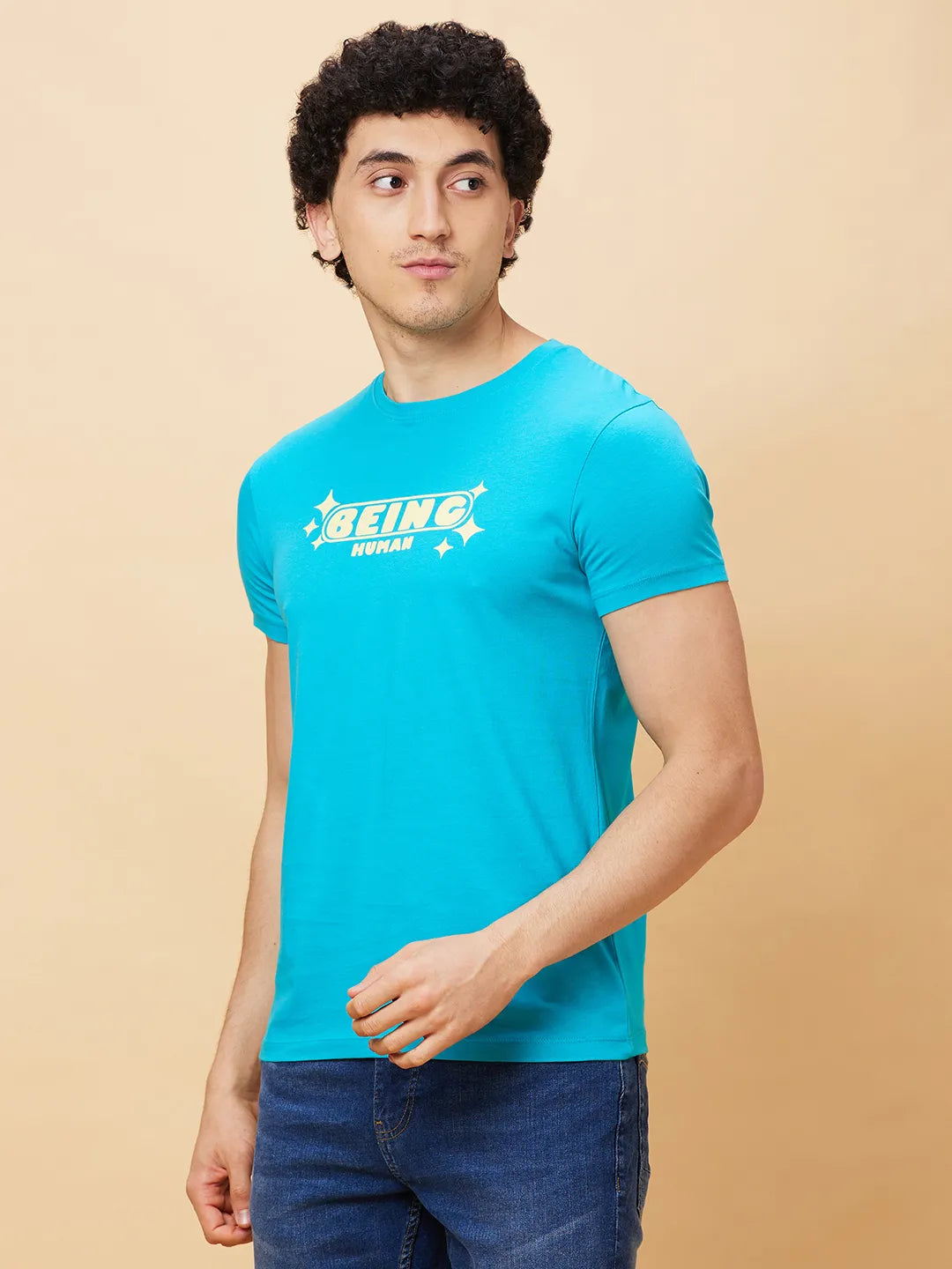 Green Regular Fit Men's Short Sleeves T-Shirt by Being Human Clothing