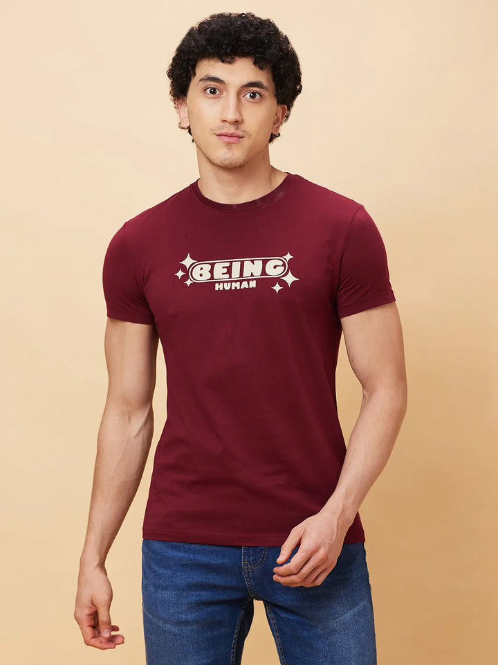 Red Regular Fit Men's Short Sleeves T-Shirt by Being Human Clothing