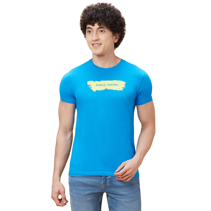 Blue Regular Fit Men's Short Sleeves T-Shirt by Being Human Clothing