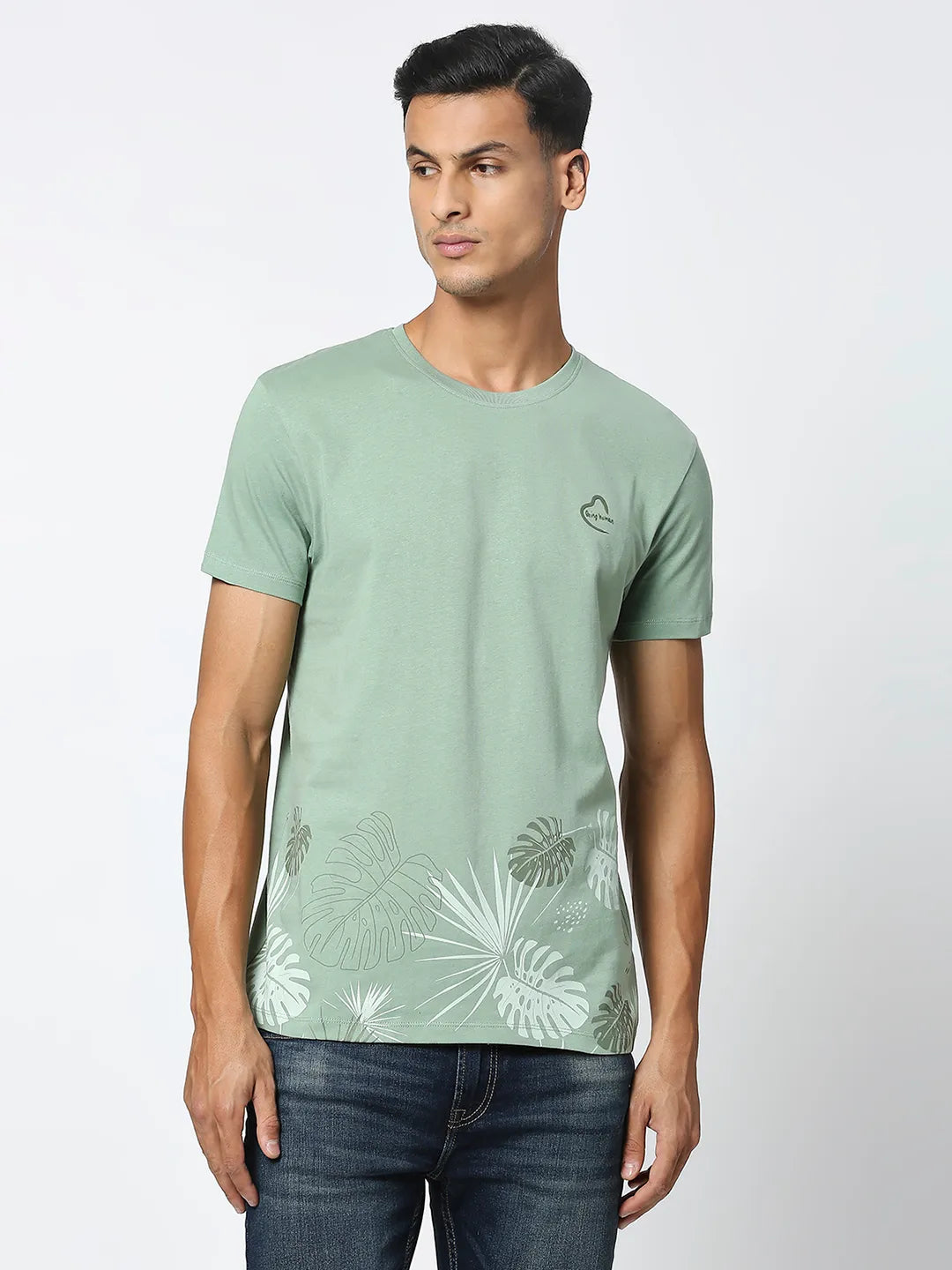 Green Regular Fit Men's Short Sleeves T-Shirt by Being Human Clothing
