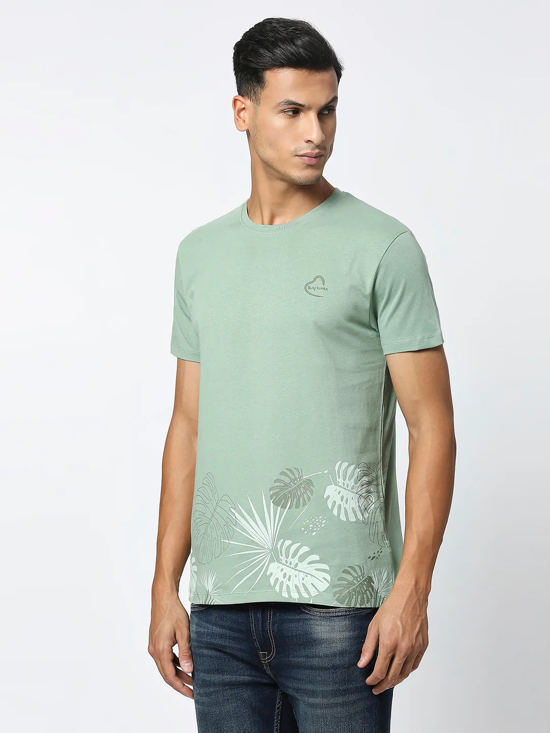 Green Regular Fit Men's Short Sleeves T-Shirt by Being Human Clothing