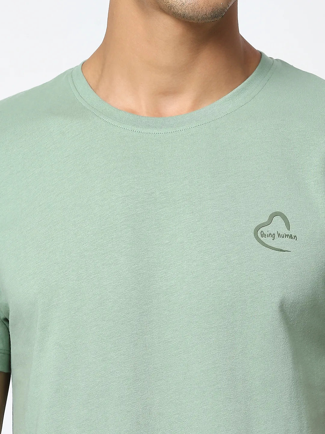 Green Regular Fit Men's Short Sleeves T-Shirt by Being Human Clothing