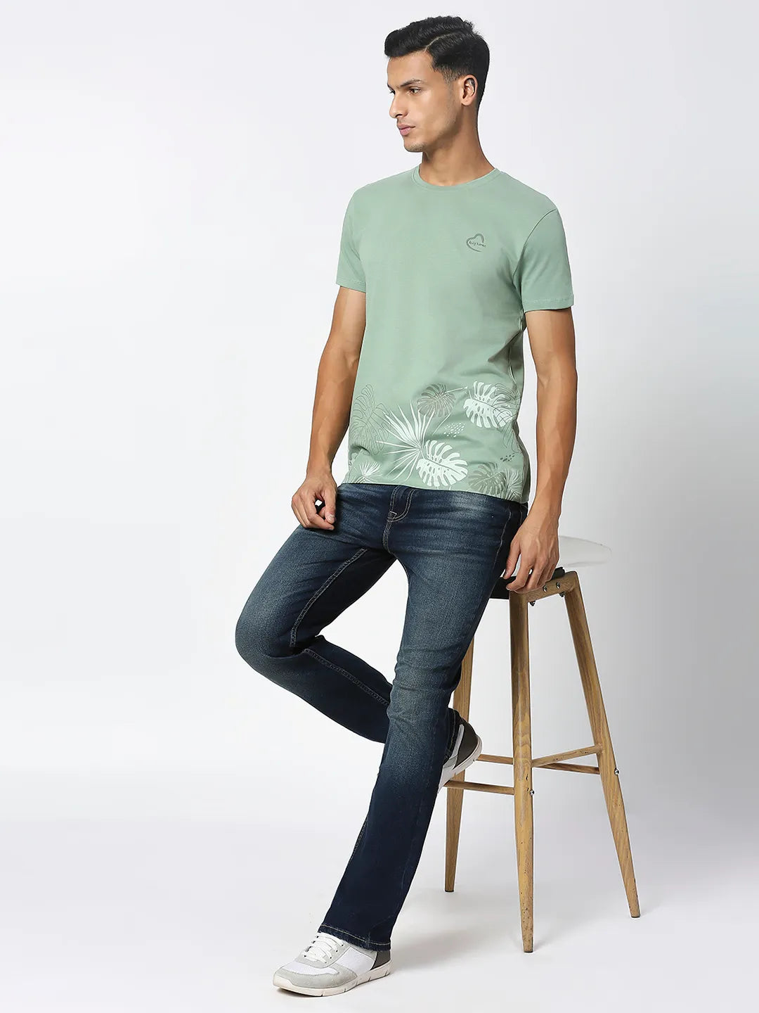 Green Regular Fit Men's Short Sleeves T-Shirt by Being Human Clothing