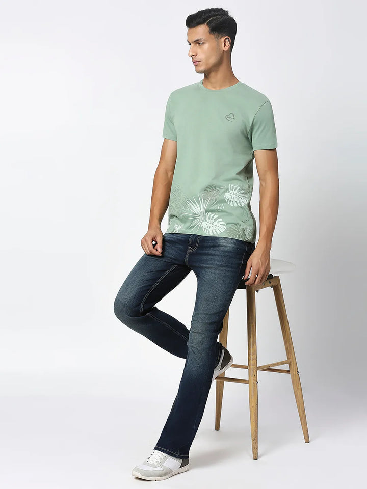 Green Regular Fit Men's Short Sleeves T-Shirt by Being Human Clothing