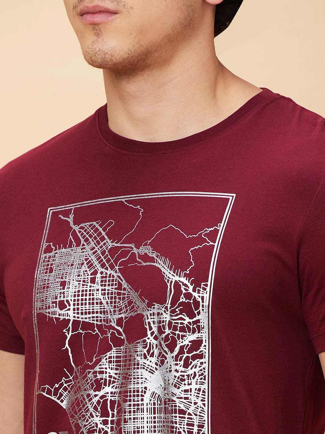 Red Regular Fit Men's Short Sleeves T-Shirt by Being Human Clothing