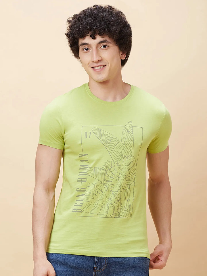 Green Regular Fit Men's Short Sleeves T-Shirt by Being Human Clothing