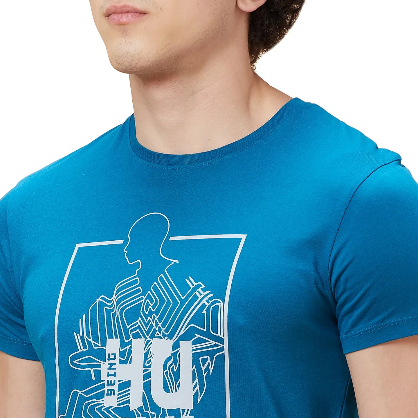 Blue Regular Fit Men's Short Sleeves T-Shirt by Being Human Clothing