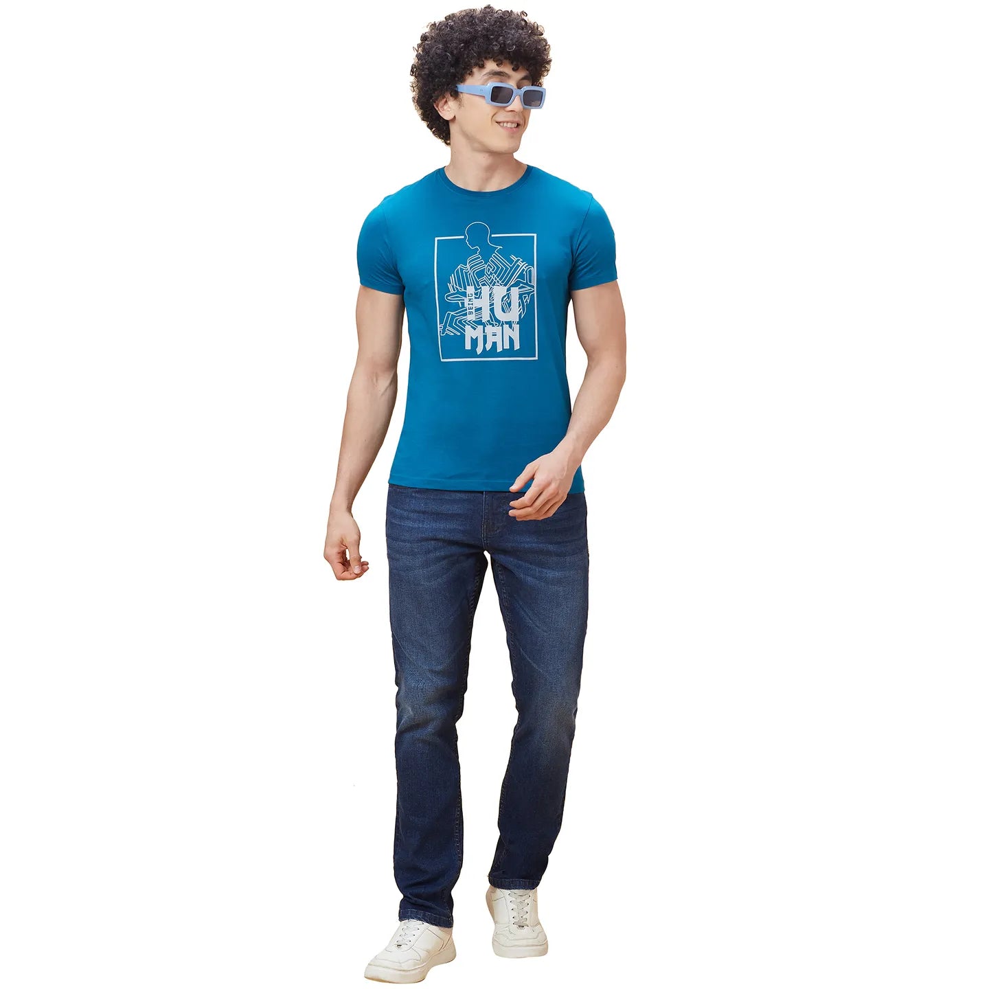 Blue Regular Fit Men's Short Sleeves T-Shirt by Being Human Clothing