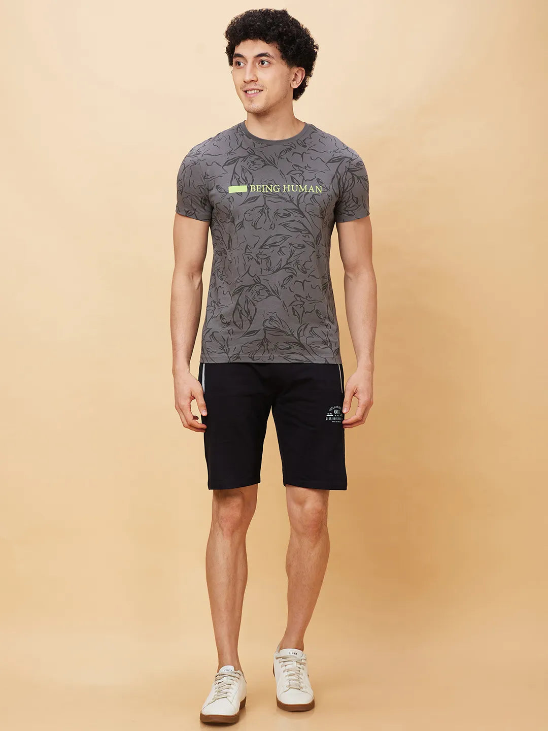 Grey Regular Fit Men's Short Sleeves T-Shirt by Being Human Clothing