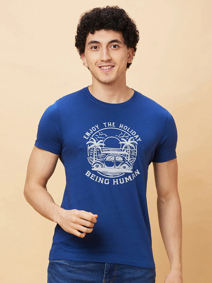 Navy Regular Fit Men's Short Sleeves T-Shirt by Being Human Clothing
