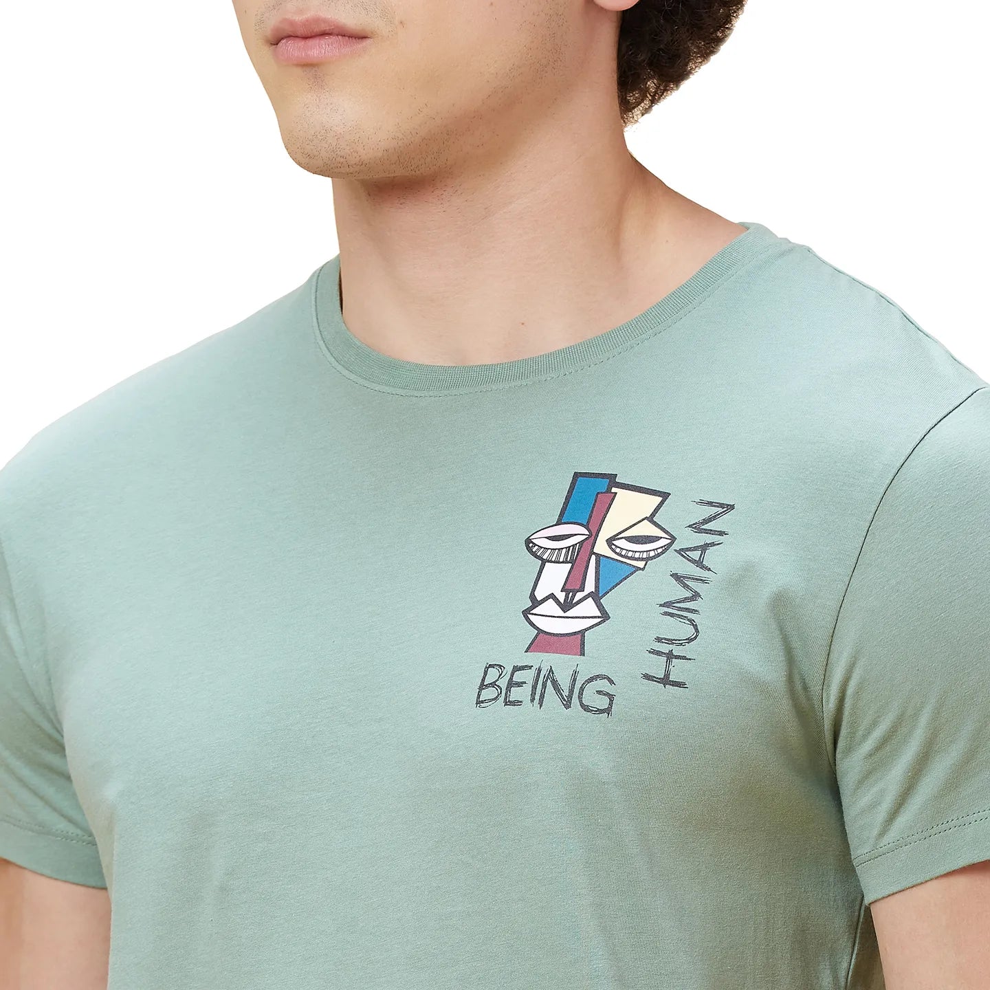Green Regular Fit Men's Short Sleeves T-Shirt by Being Human Clothing