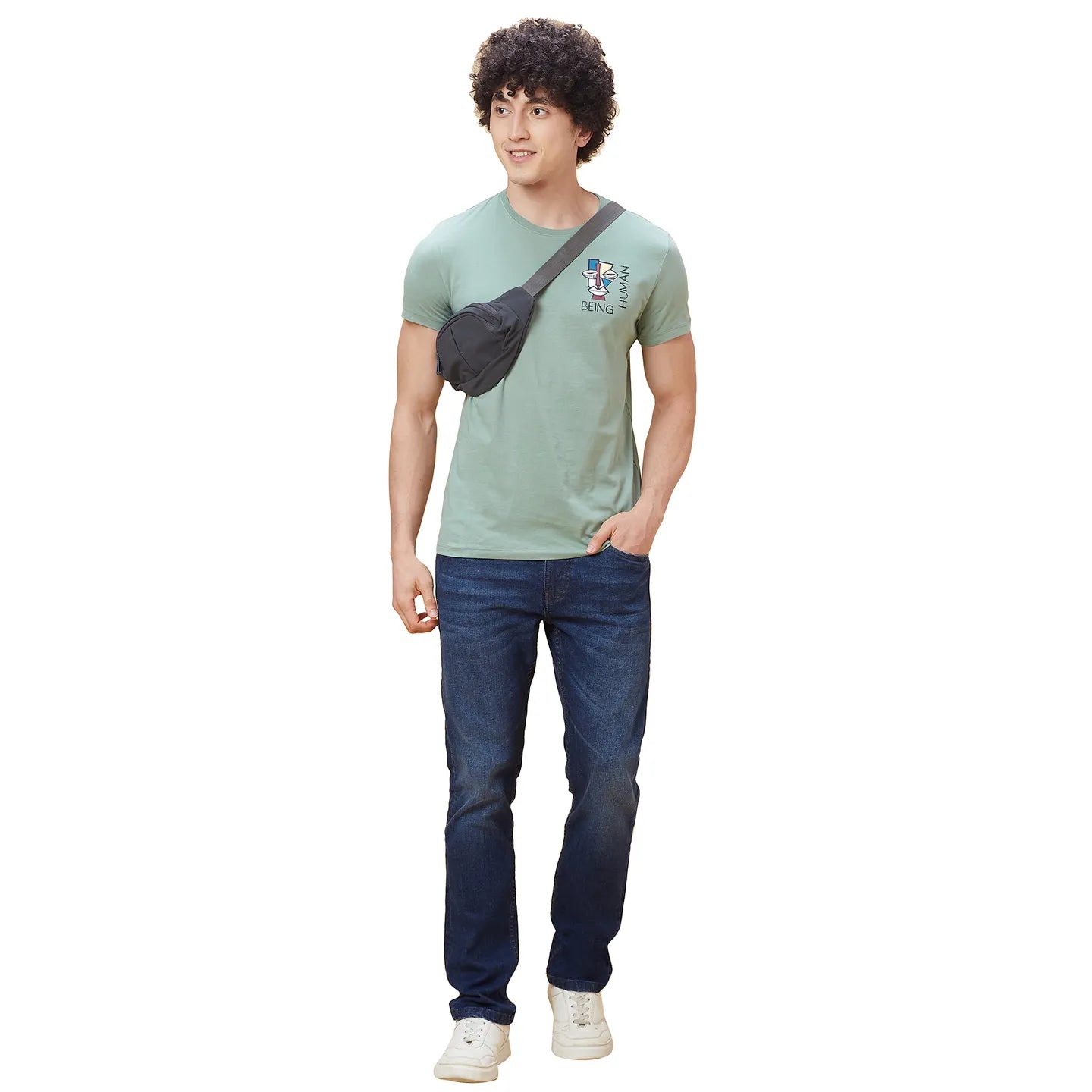 Green Regular Fit Men's Short Sleeves T-Shirt by Being Human Clothing