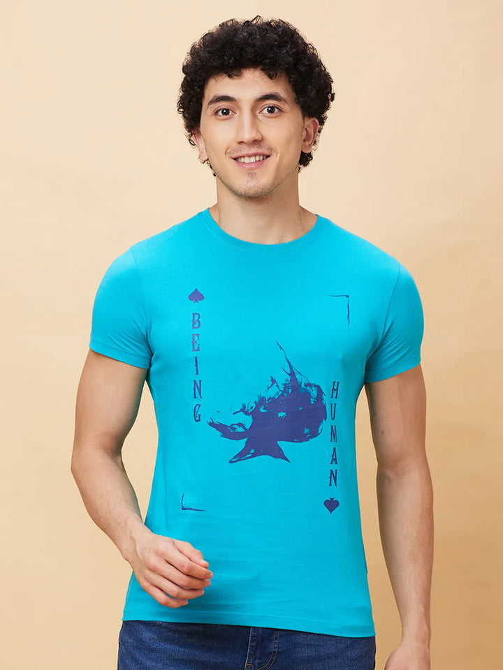 Blue Men's Short Sleeves T-Shirt by Being Human Clothing