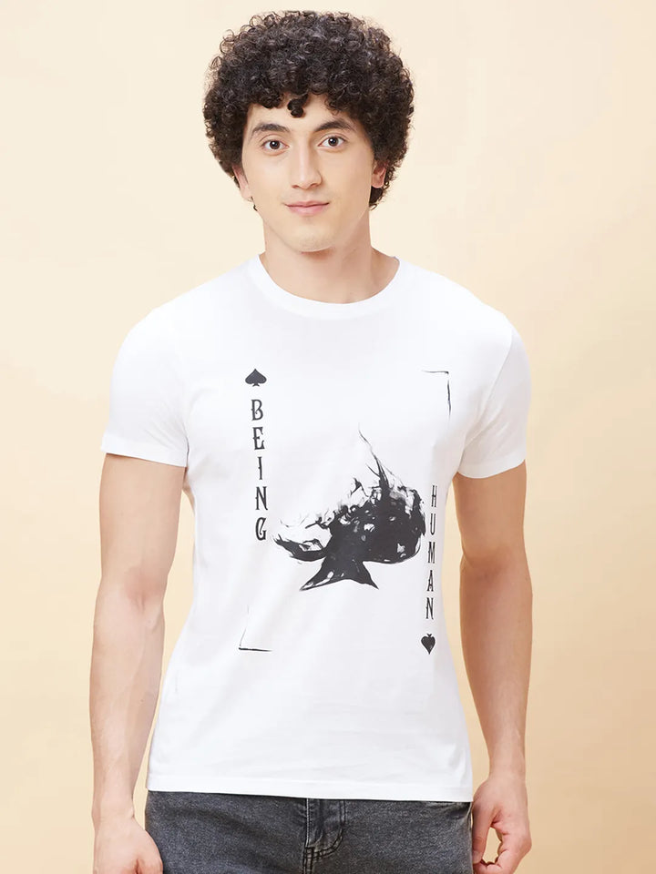 White Regular Fit Men's Short Sleeves T-Shirt by Being Human Clothing
