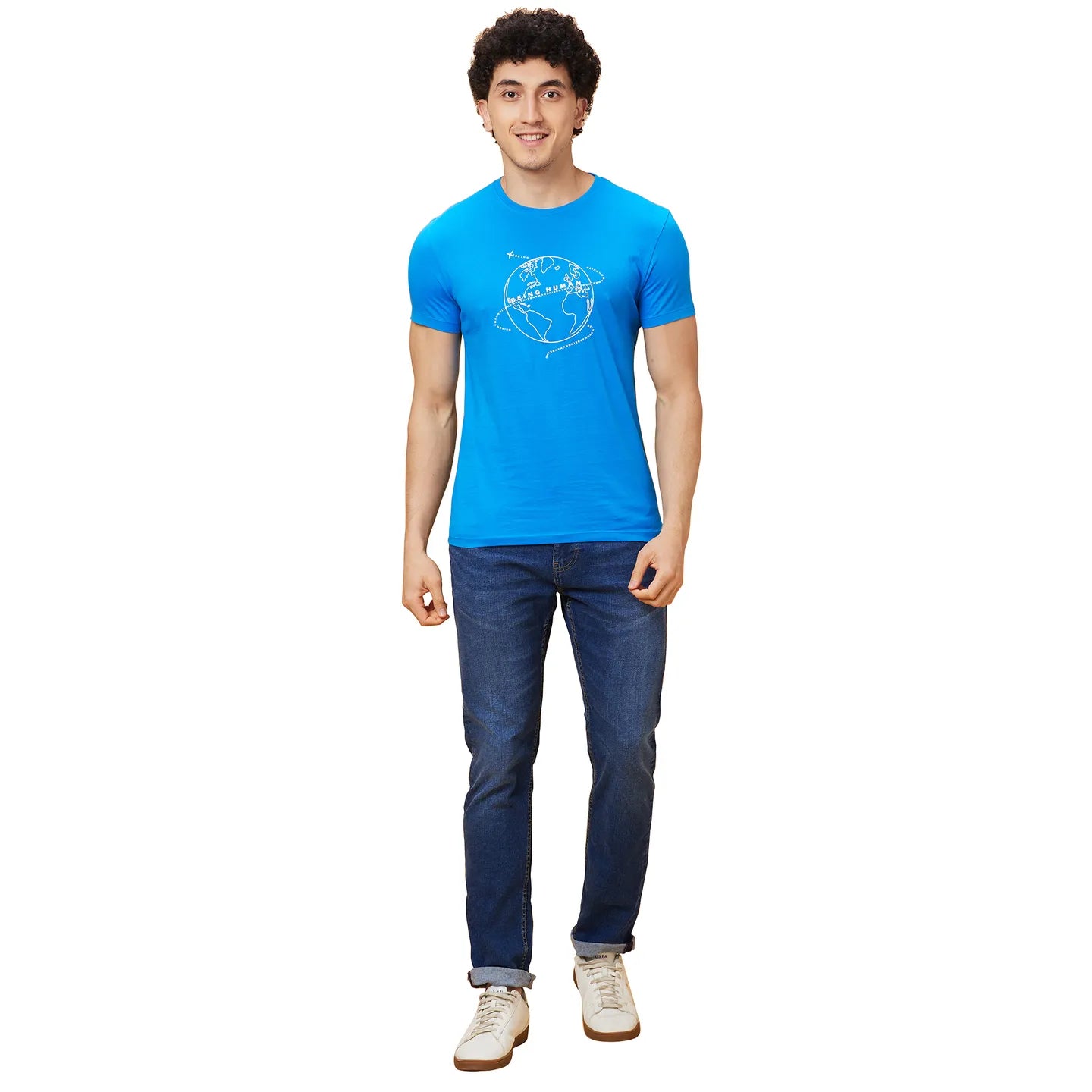 Blue Regular Fit Men's Short Sleeves T-Shirt by Being Human Clothing