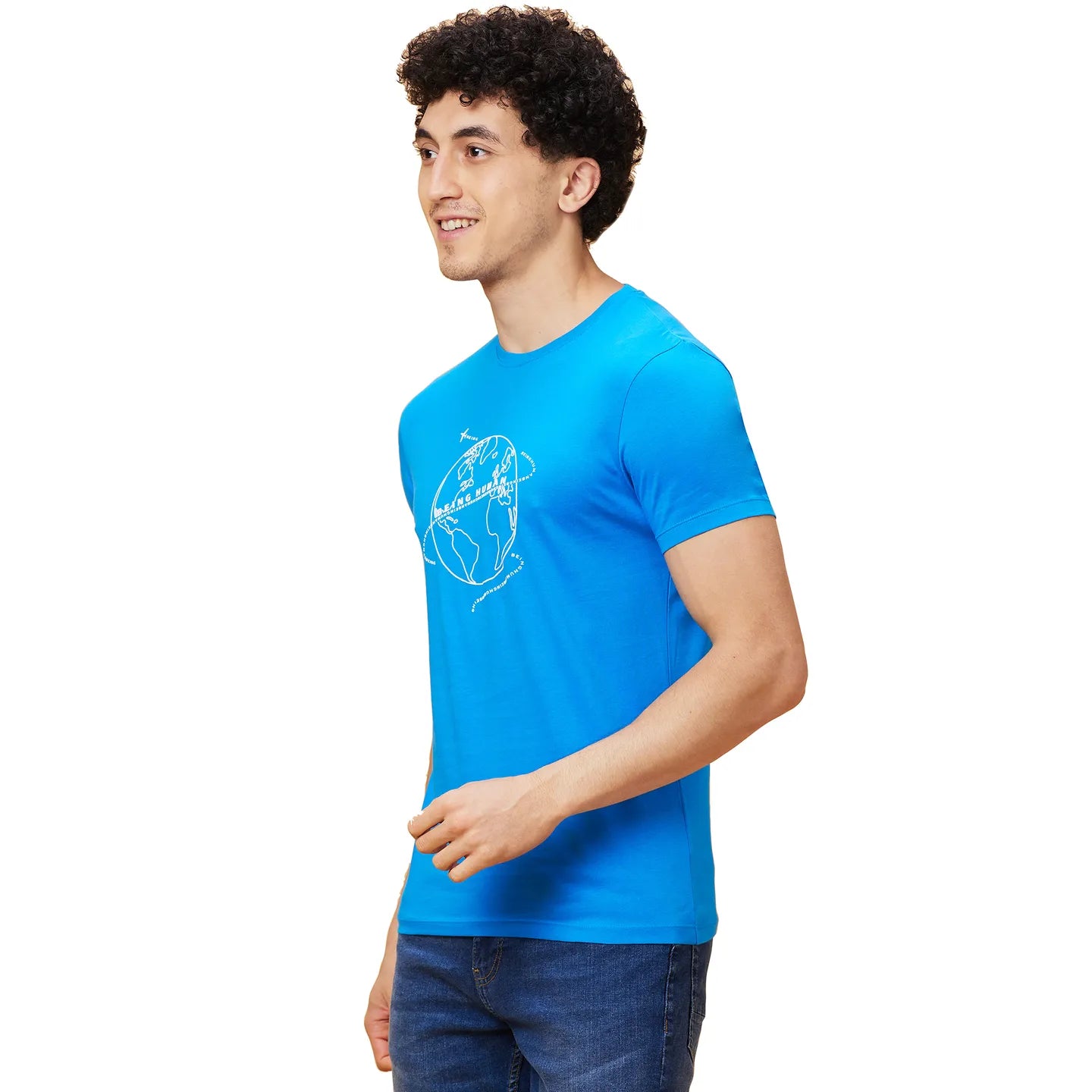 Blue Regular Fit Men's Short Sleeves T-Shirt by Being Human Clothing