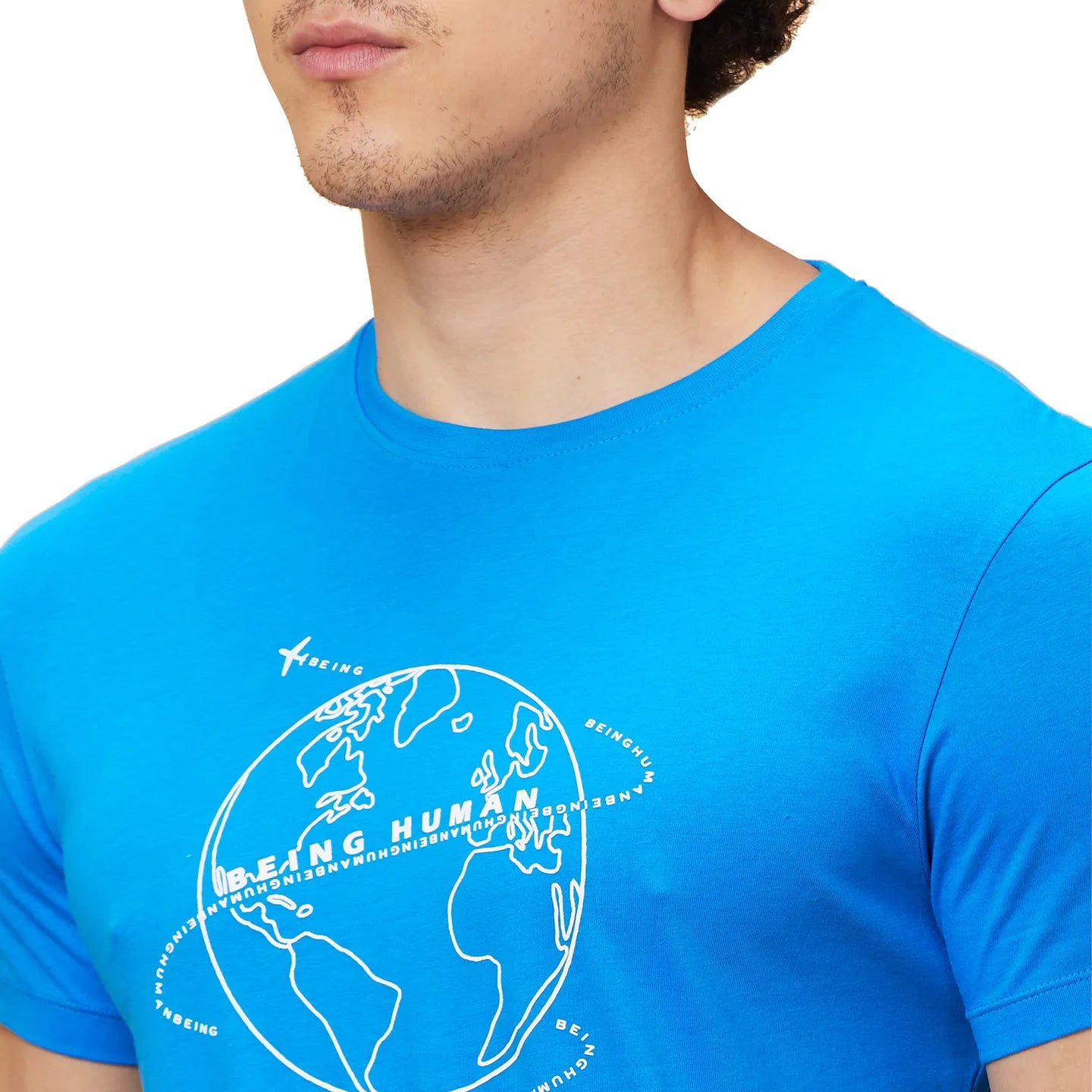 Blue Regular Fit Men's Short Sleeves T-Shirt by Being Human Clothing