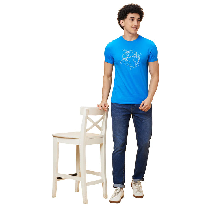 Blue Regular Fit Men's Short Sleeves T-Shirt by Being Human Clothing
