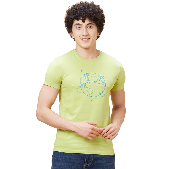 Green Regular Fit Men's Short Sleeves T-Shirt by Being Human Clothing