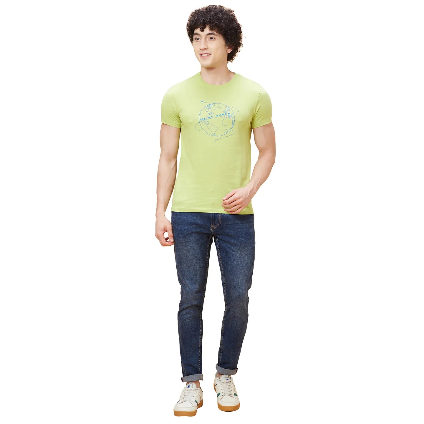 Green Regular Fit Men's Short Sleeves T-Shirt by Being Human Clothing