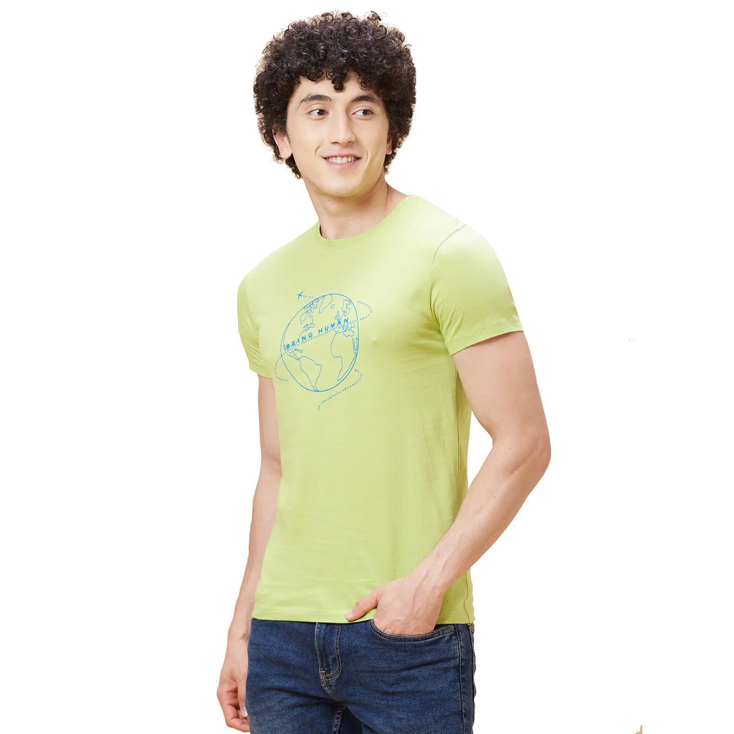 Green Regular Fit Men's Short Sleeves T-Shirt by Being Human Clothing
