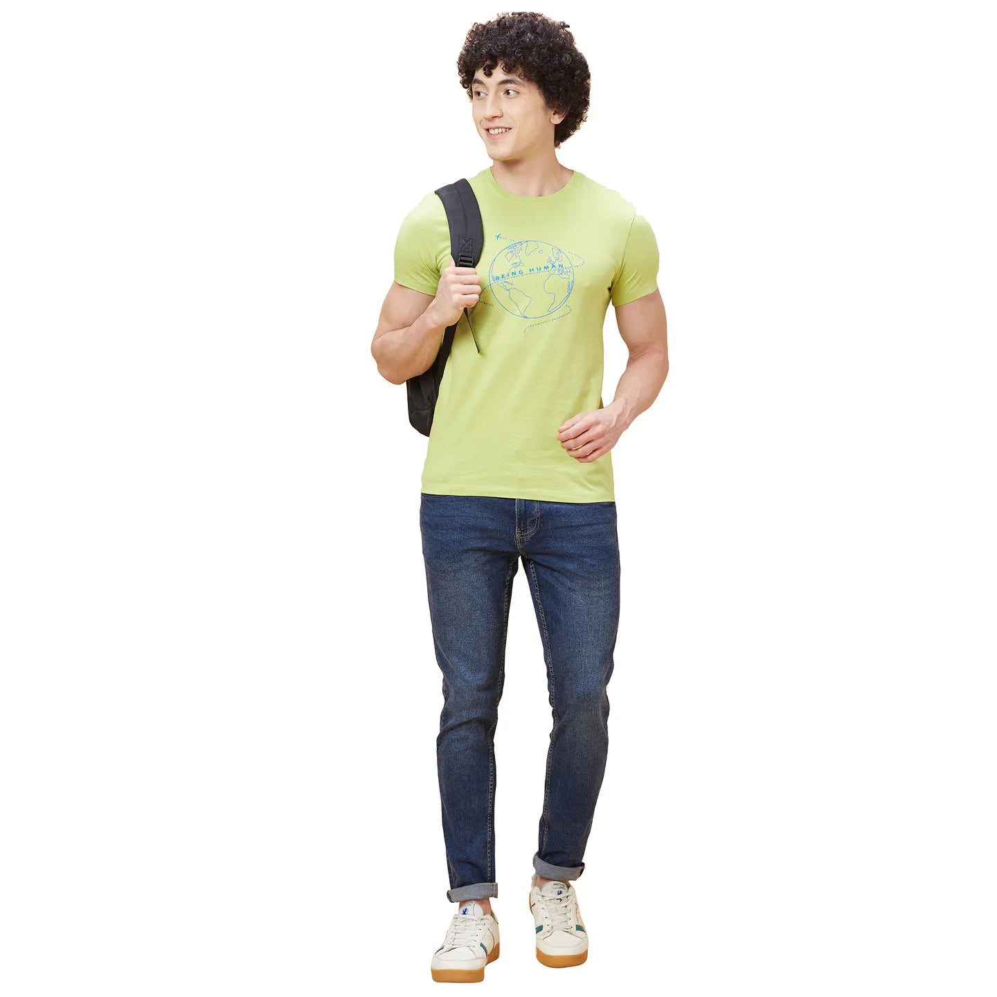 Green Regular Fit Men's Short Sleeves T-Shirt by Being Human Clothing