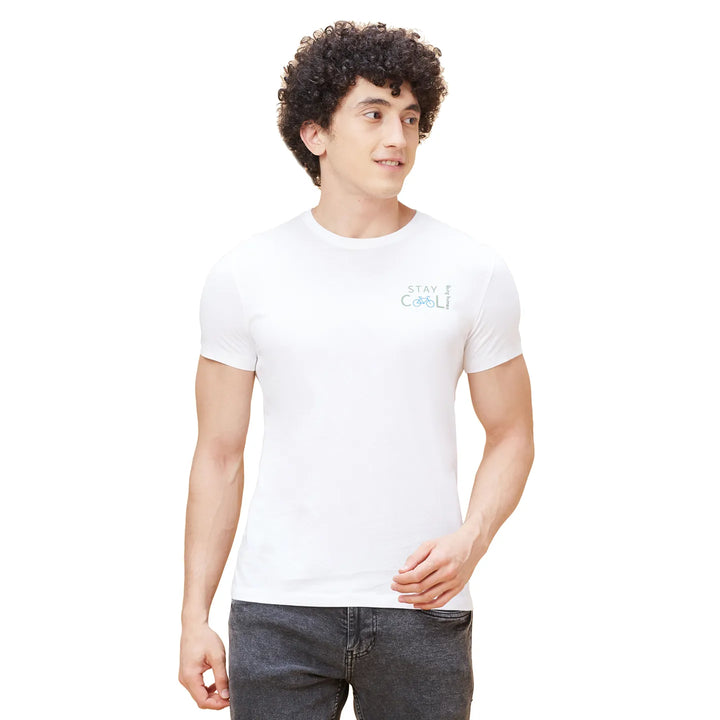White Regular Fit Men's Short Sleeves T-Shirt by Being Human Clothing