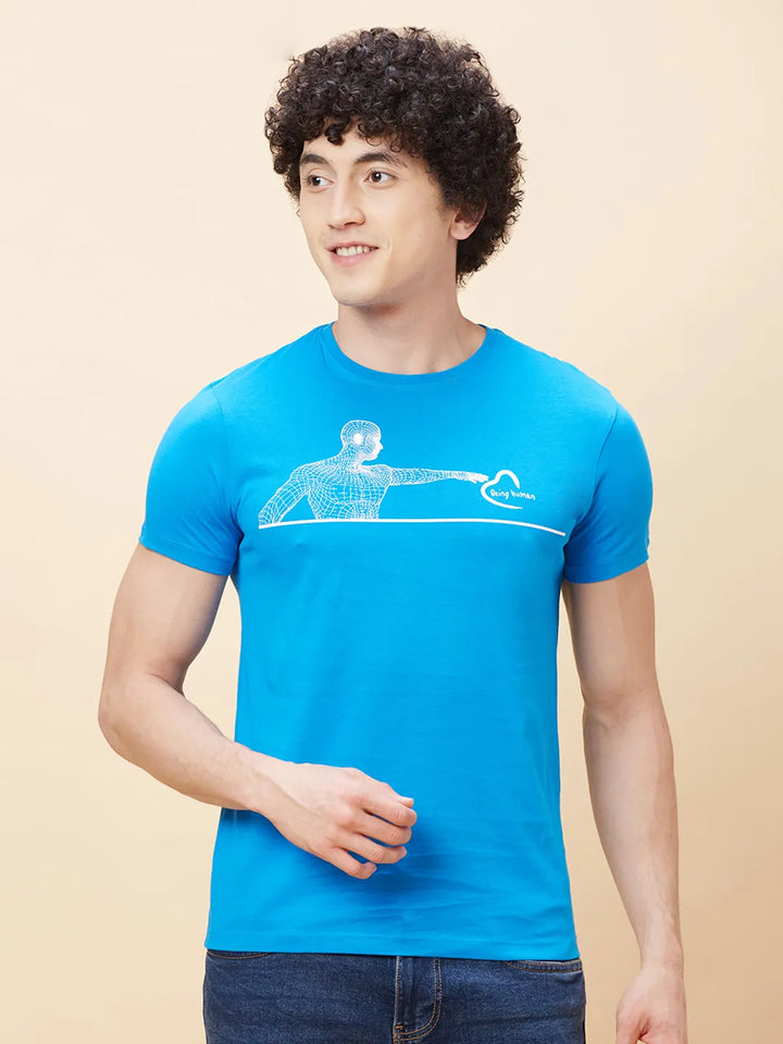 Blue Regular Fit Men's Short Sleeves T-Shirt by Being Human Clothing