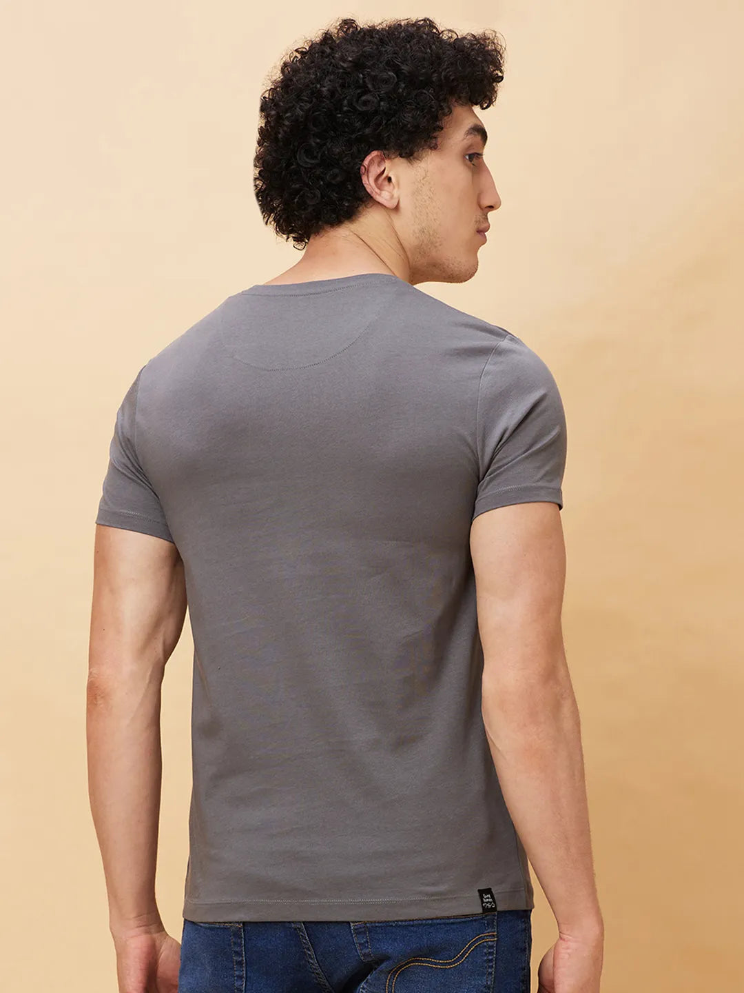 Grey Regular Fit Men's Short Sleeves T-Shirt by Being Human Clothing