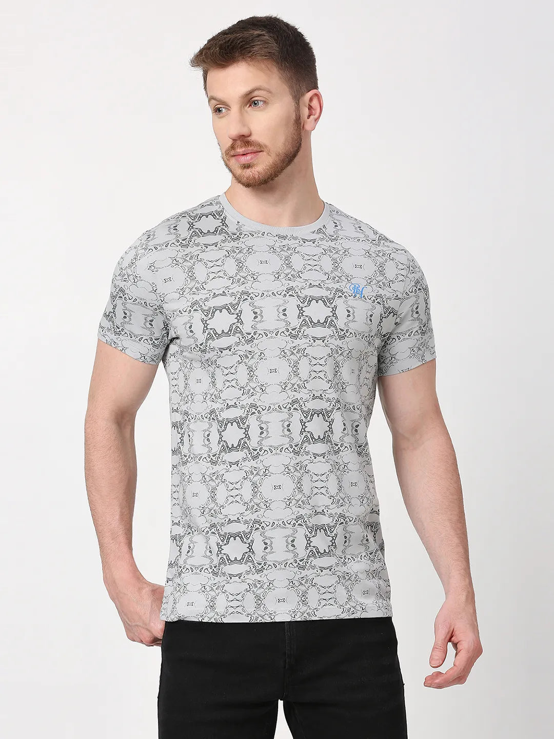 Light Grey Regular Fit Round Neck Men's T-Shirt by Being Human Clothing